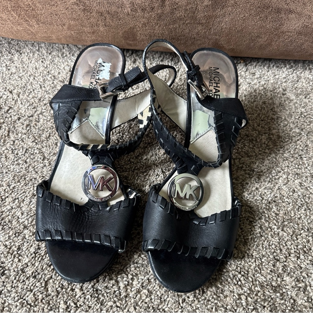 Michael Kors Black Heels with Silver Hardware Women’s 8.5